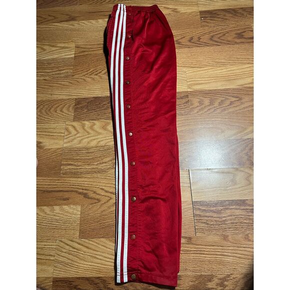 vintage 90’s Adidas Red Breakaway Adidas track pants with snaps on sides . L - Picture 3 of 6